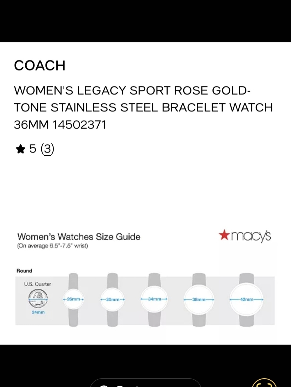 Coach Chelsea Rose Gold Chronograph Watch CA.75.7.34.0774S NWOT - Needs Battery - Picture 9 of 9